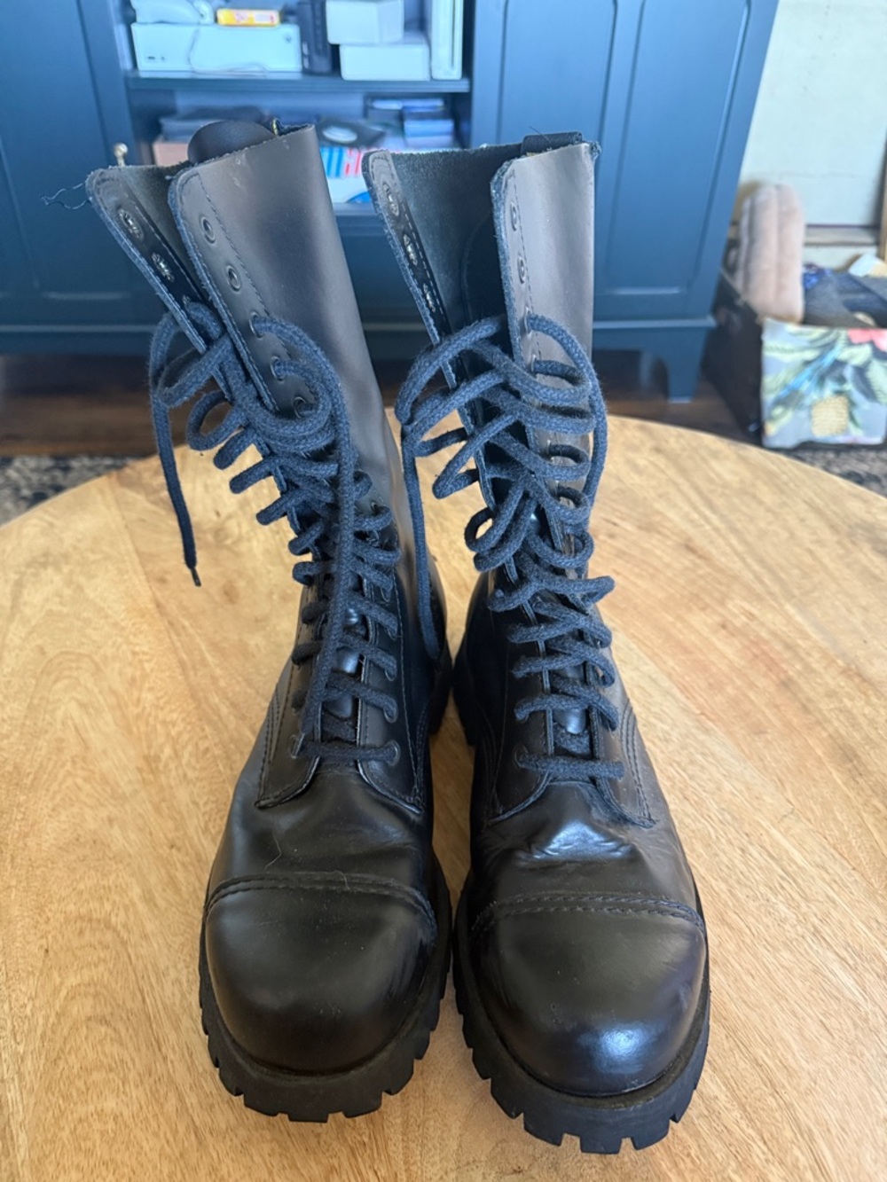 HD original, heavy duty, boot  steel toe Black Leather Lace-Up Combat Boots